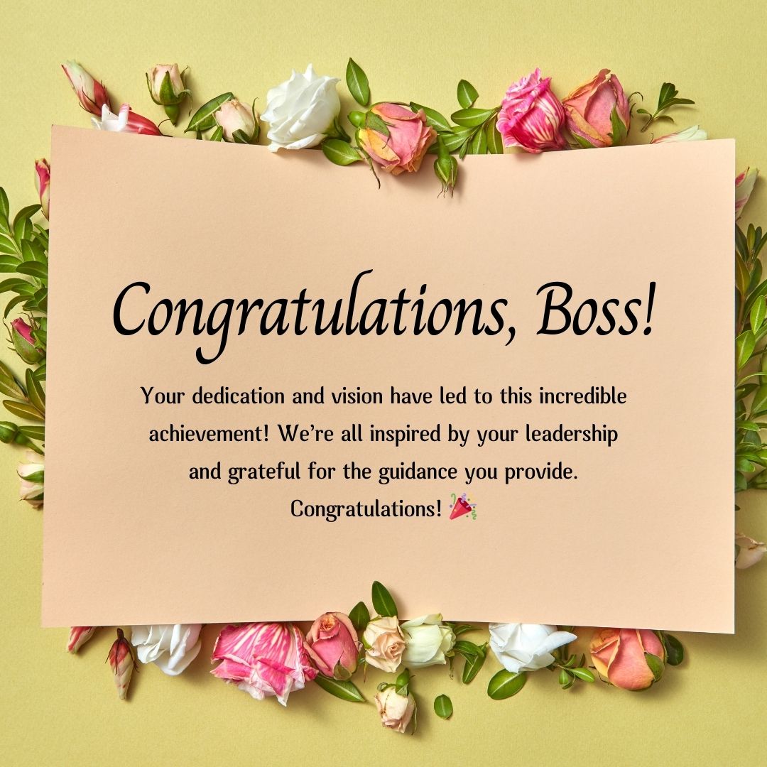 Heartfelt Congratulations Message for Boss on Achievements
